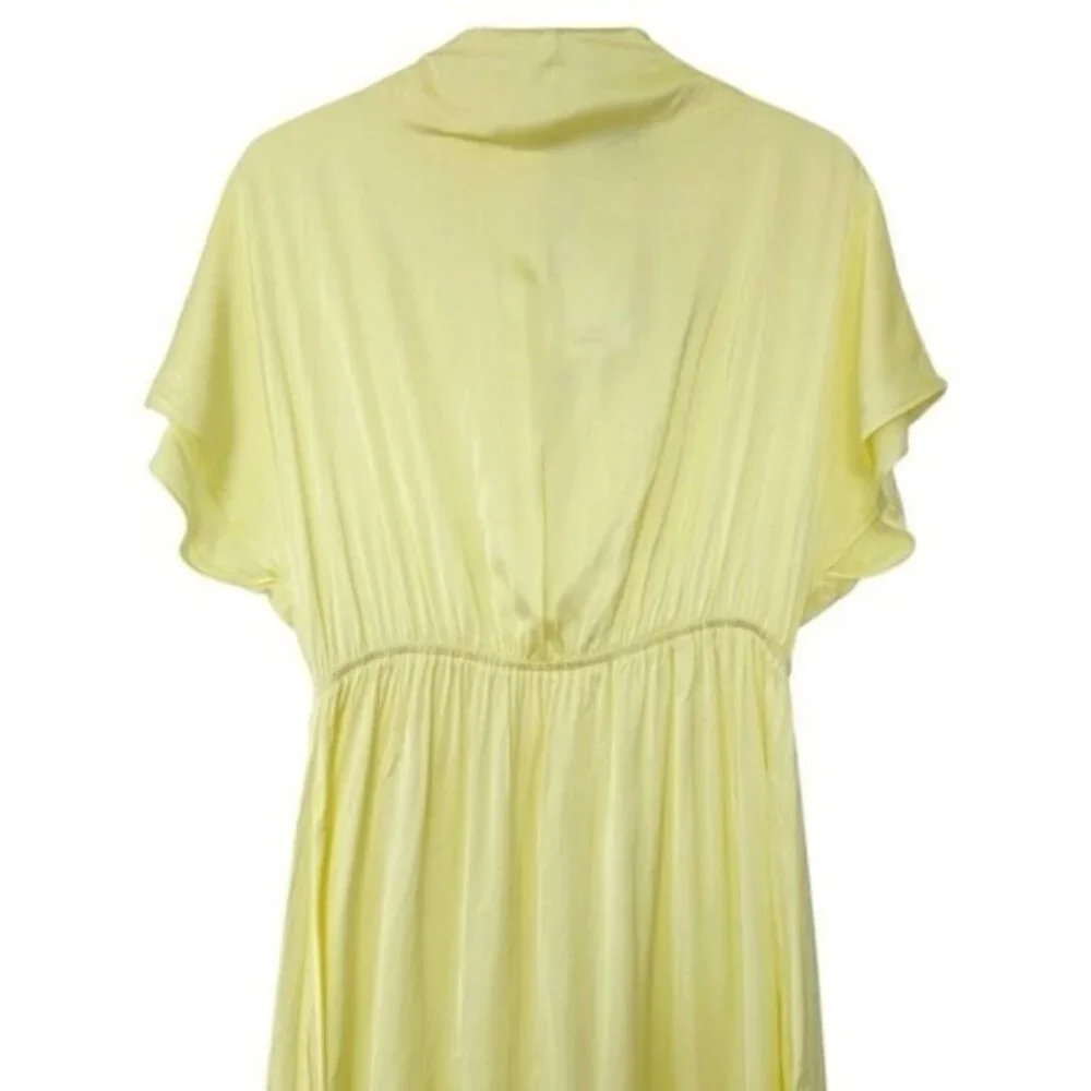 NWT & Other Stories Butter Yellow Asymmetric High Neck Satin Midi Dress Size 10 - Picture 3 of 10